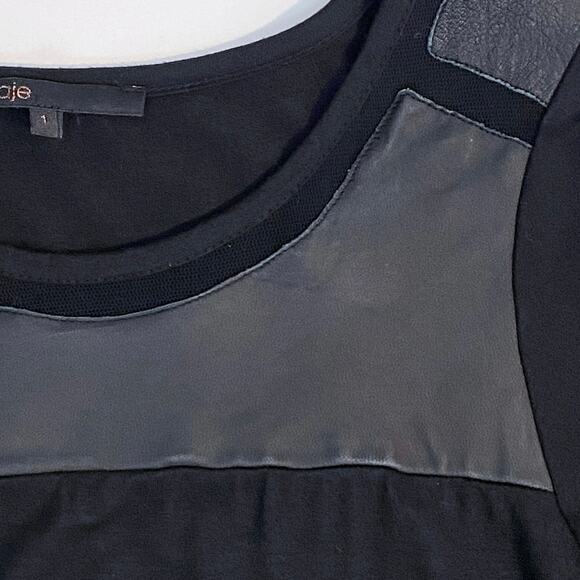 Maje Brindisi Leather Accent Mini Dress - Picture 7 of 7